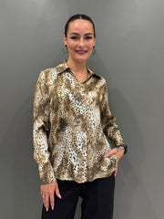 Camicia animalier viscosa HG154 NR CRISTINA GAVIOLI 