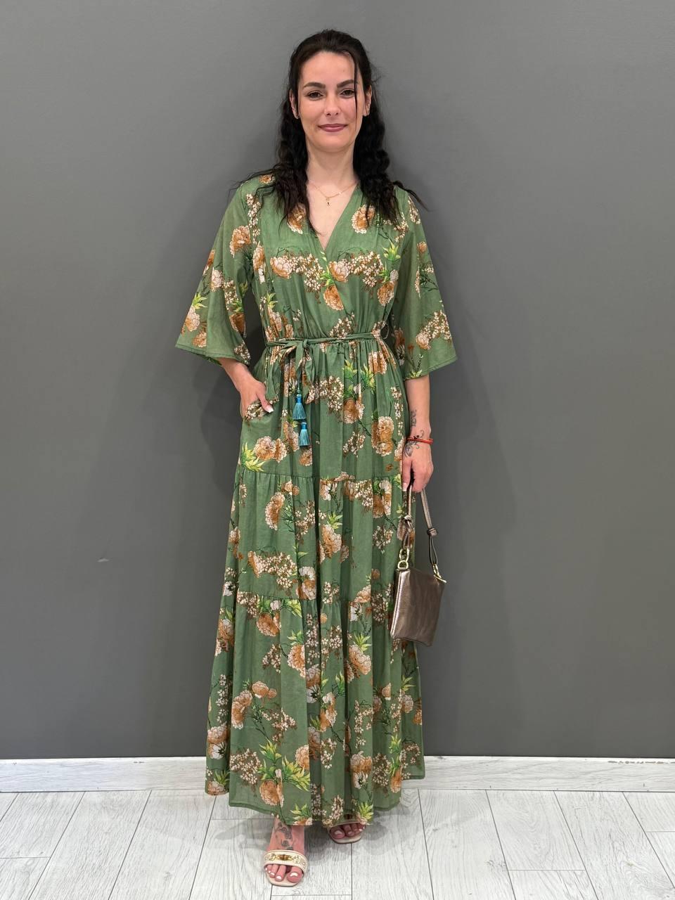 Abito lungo fantasia incrociato 25571 MI WU'SIDE 