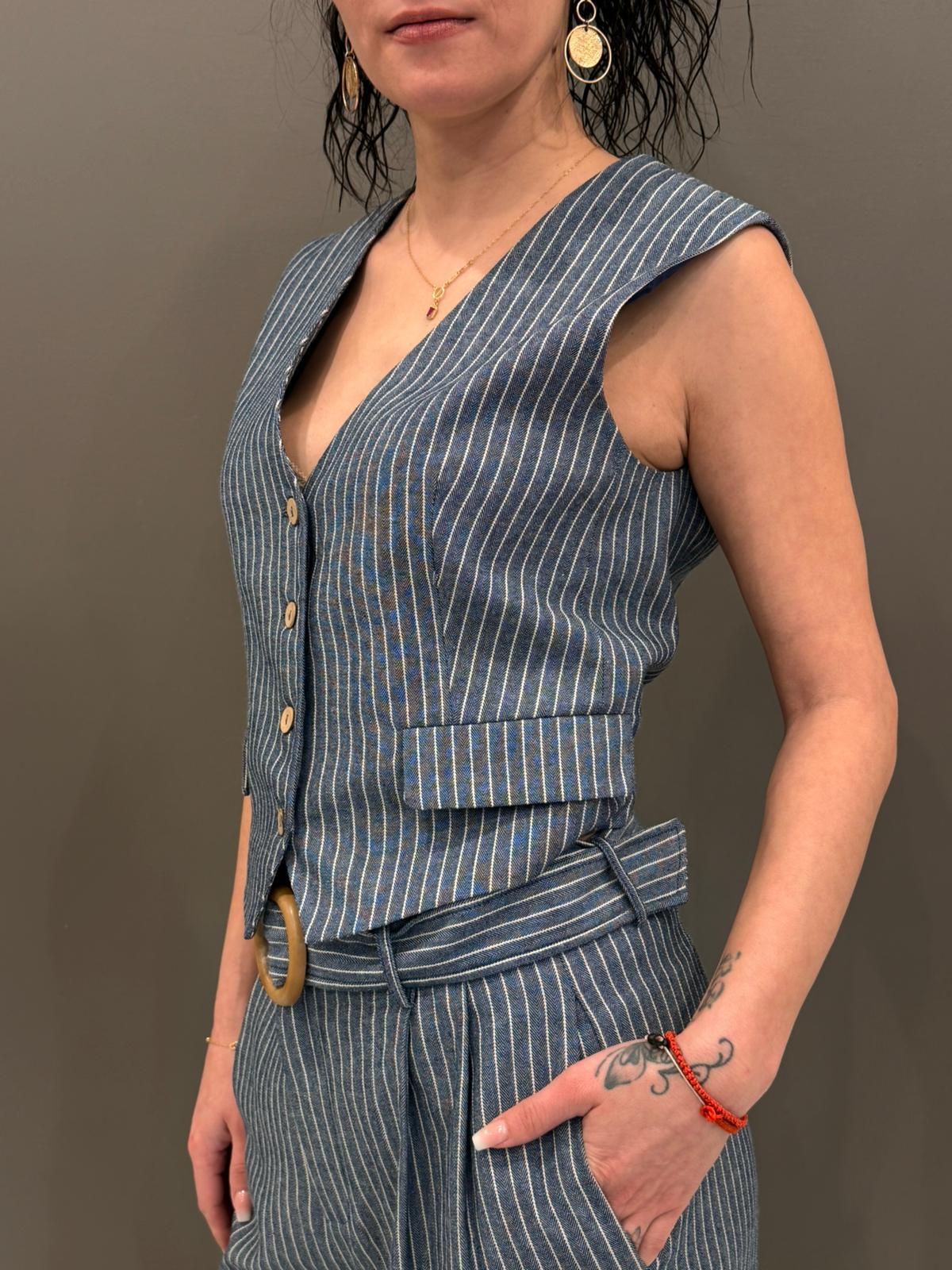 Gilet gessato 23610 POPA REALI 