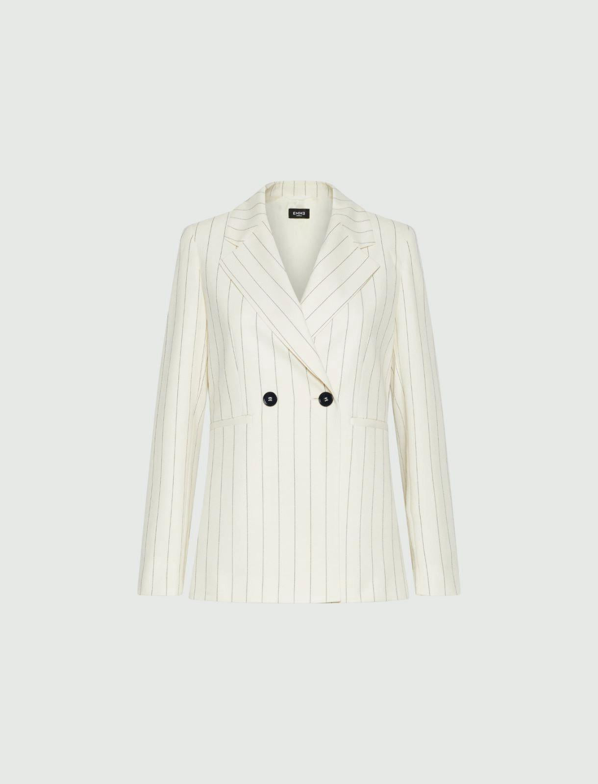 Giacca  gessata- Bianco lana AGRA1 001 EMME MARELLA 