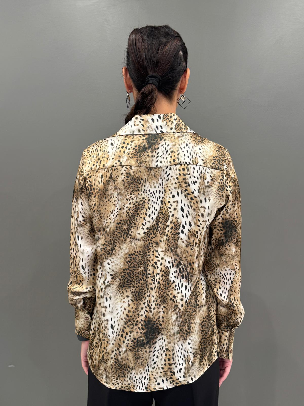 Camicia animalier viscosa HG154 NR CRISTINA GAVIOLI 