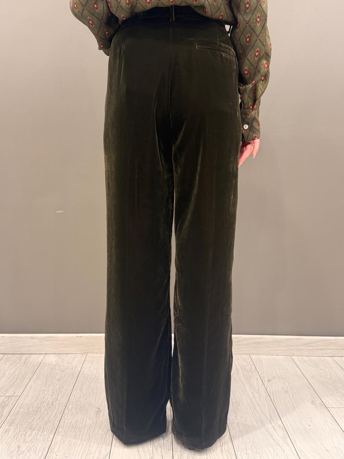 Pantalone in velluto verde 25579 V4 WU'SIDE 