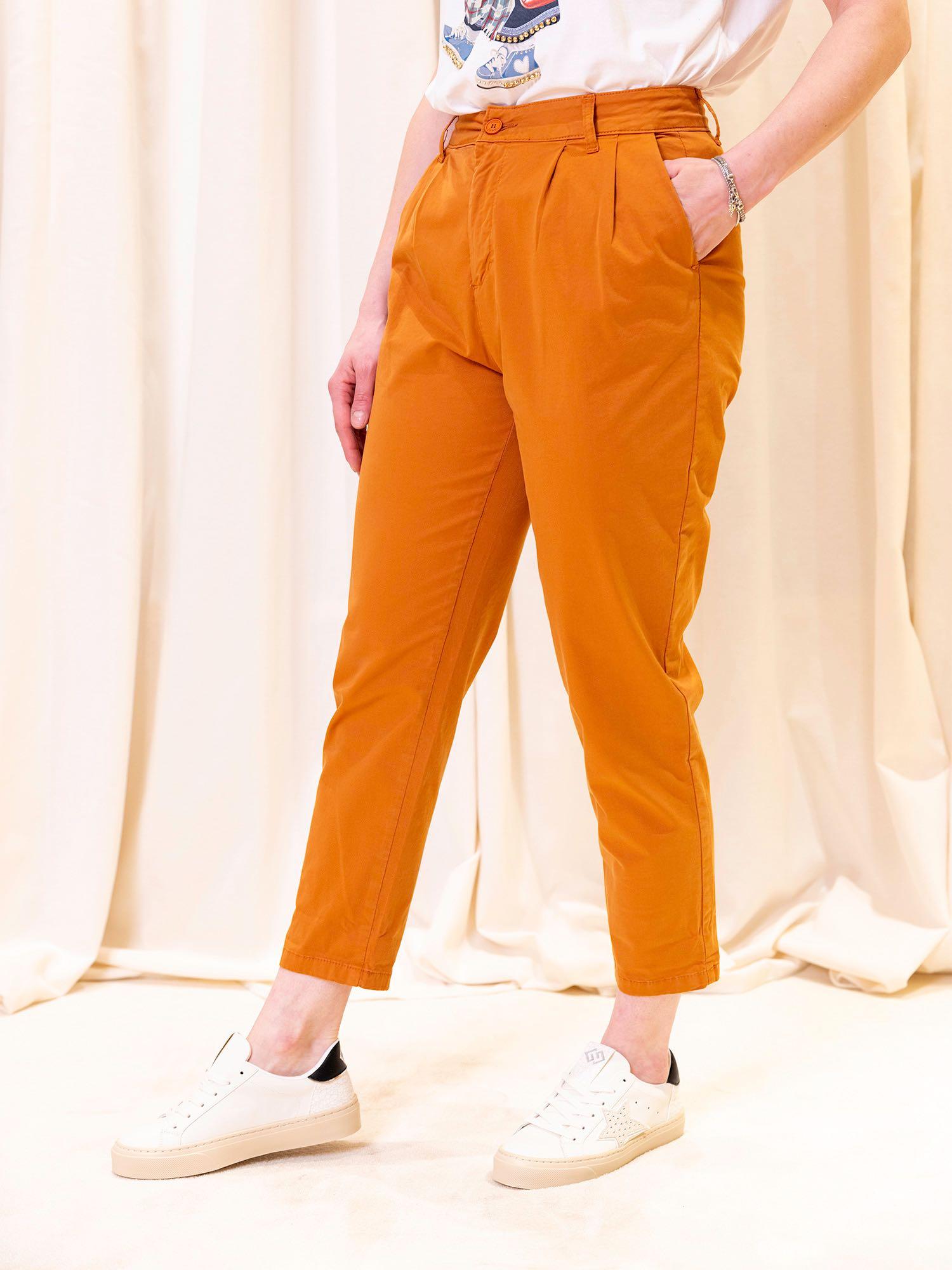 Pantalone con pinces e risvolto 30501V2 CAN WHITE WISE 