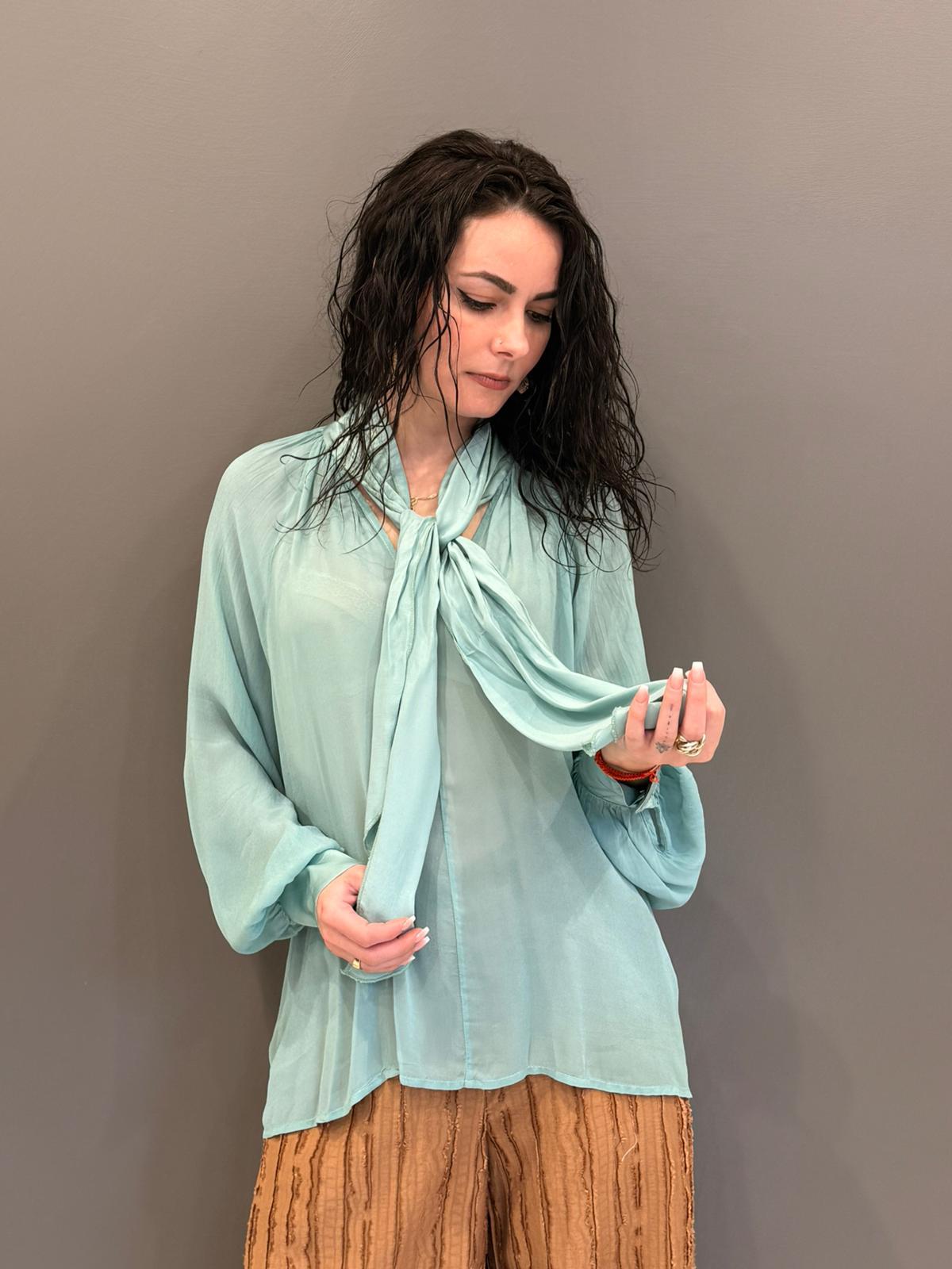 Casacca con fiocco E661B ACQ CRISTINA GAVIOLI 