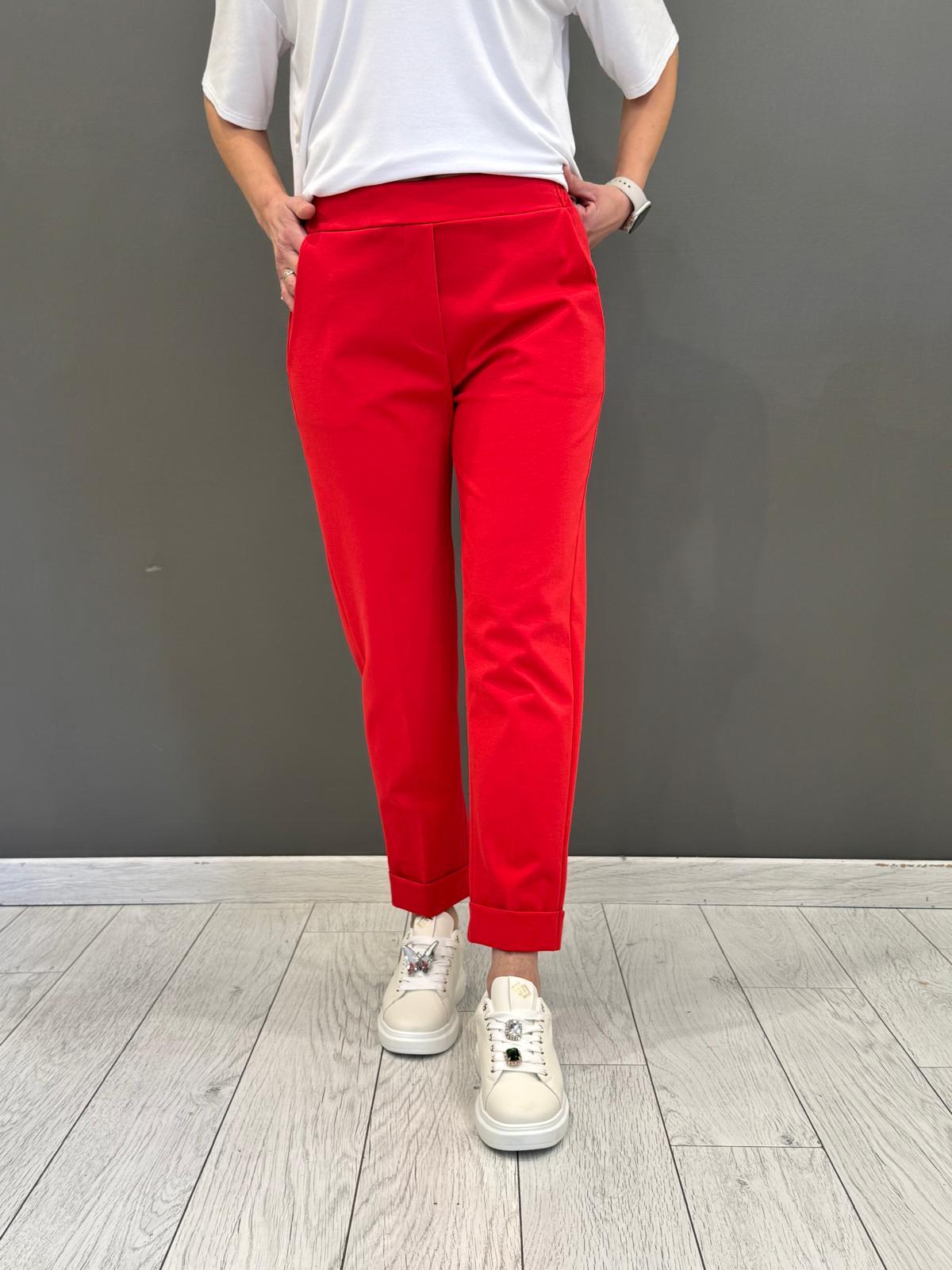 Pantaloni jersey fitted con risvolto