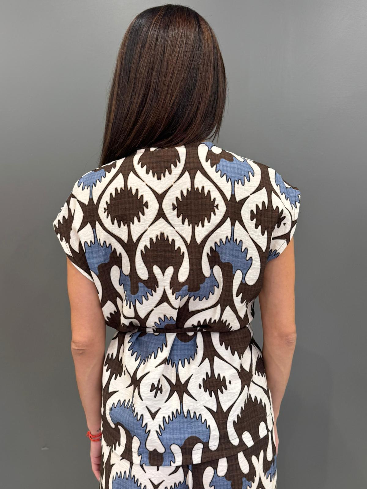 Completo fantasia con cintura in tessuto  Blusa e pantalone 19092-89 DEMO REBECCA 
