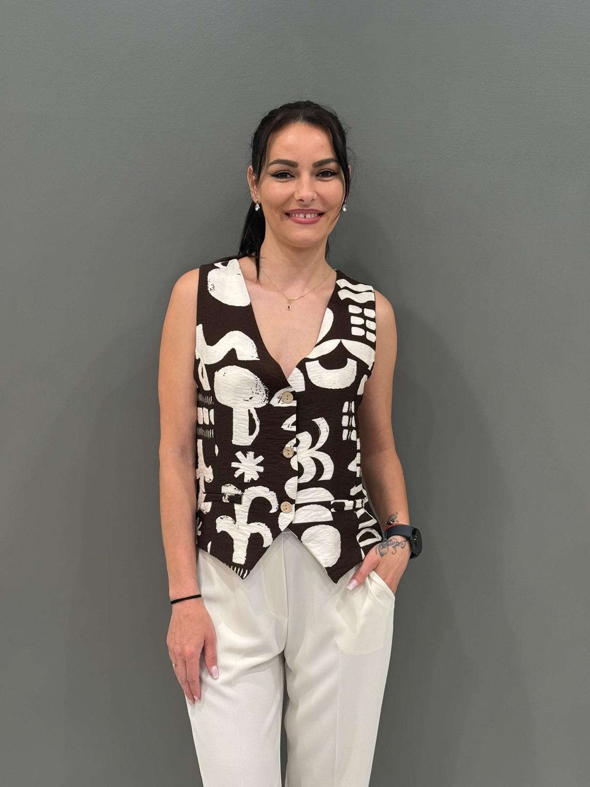 Gilet fantasia in tessuto di viscosa
