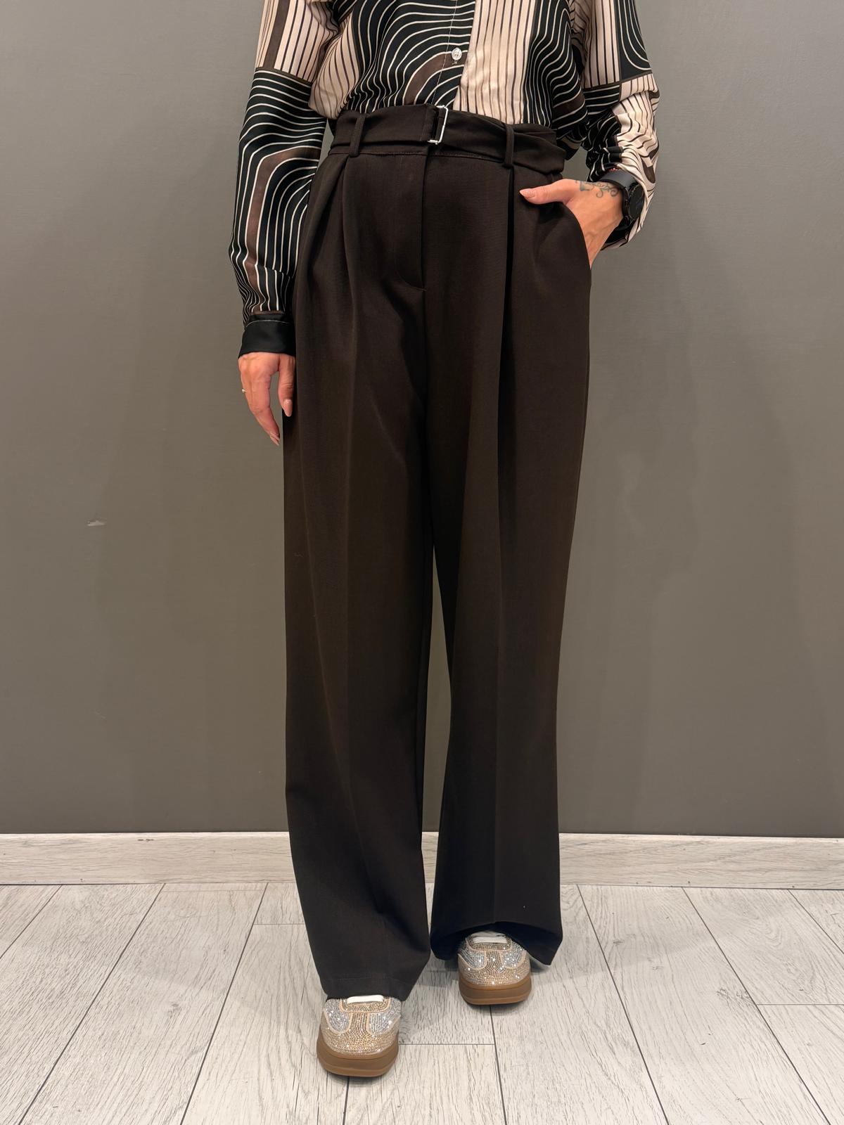 Pantalone vita alta wide con cintura P0395 MO REBECCA 