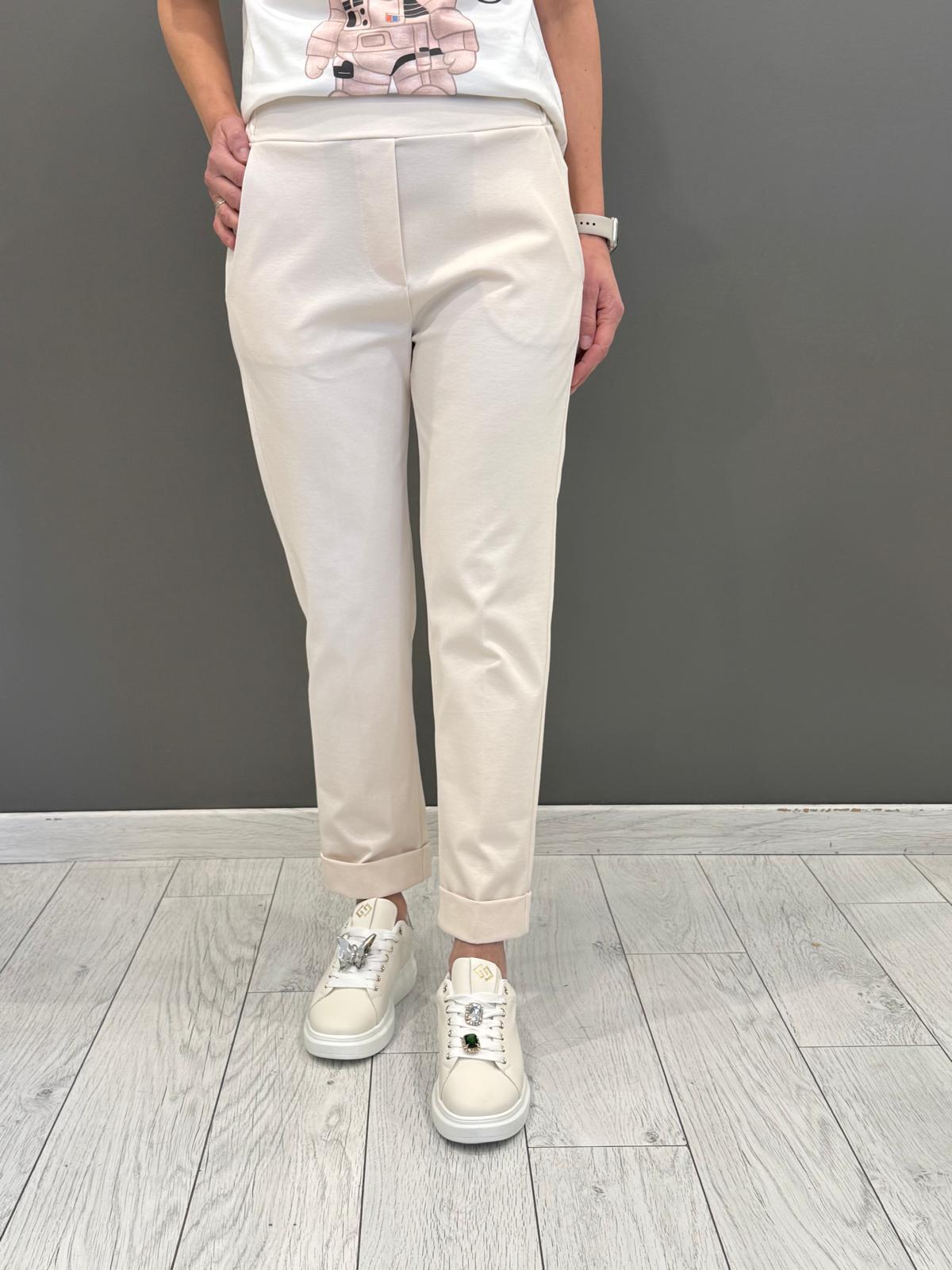 Pantaloni jersey fitted con risvolta
