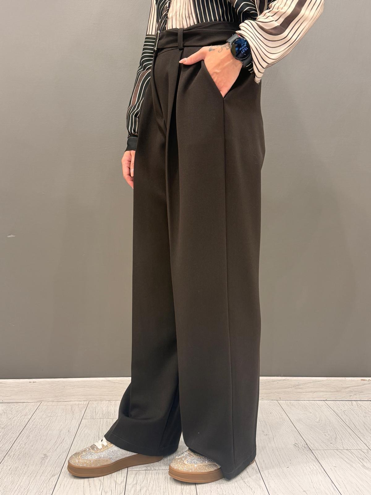 Pantalone vita alta wide con cintura P0395 MO REBECCA 