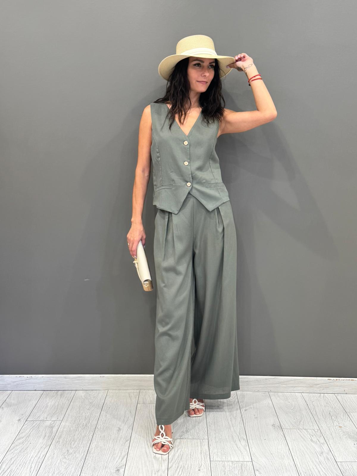 Pantaloni palazzo misto lino L2337 VE REBECCA 
