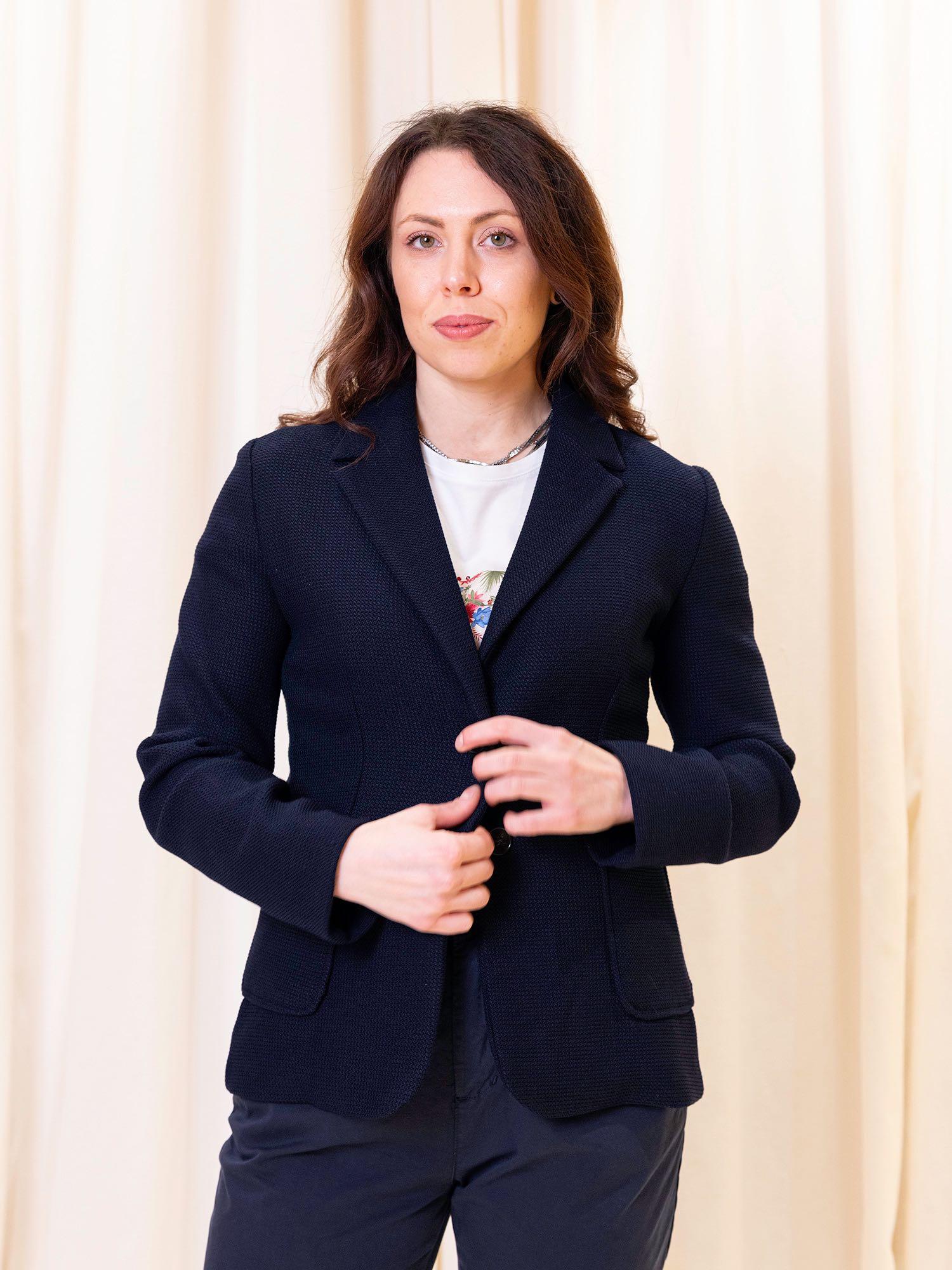 Blazer in stuoia con tasche applicate