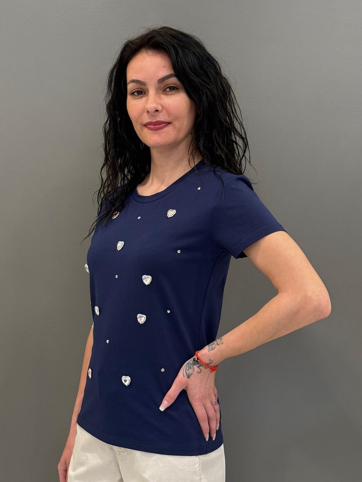 t-shirt applicaz.gioiello 30100V1 BL CRISTINA GAVIOLI 