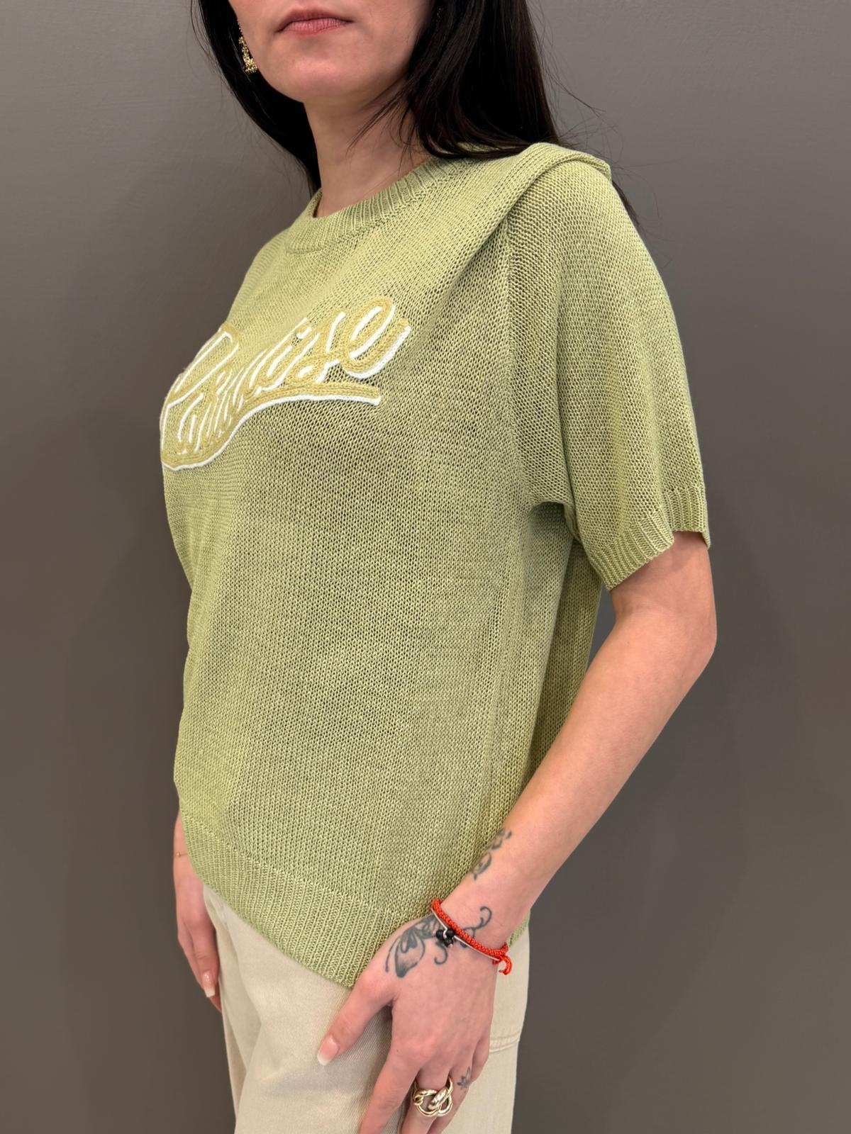 Maglia girocollo con stampa paradise VS087 VE REBECCA 