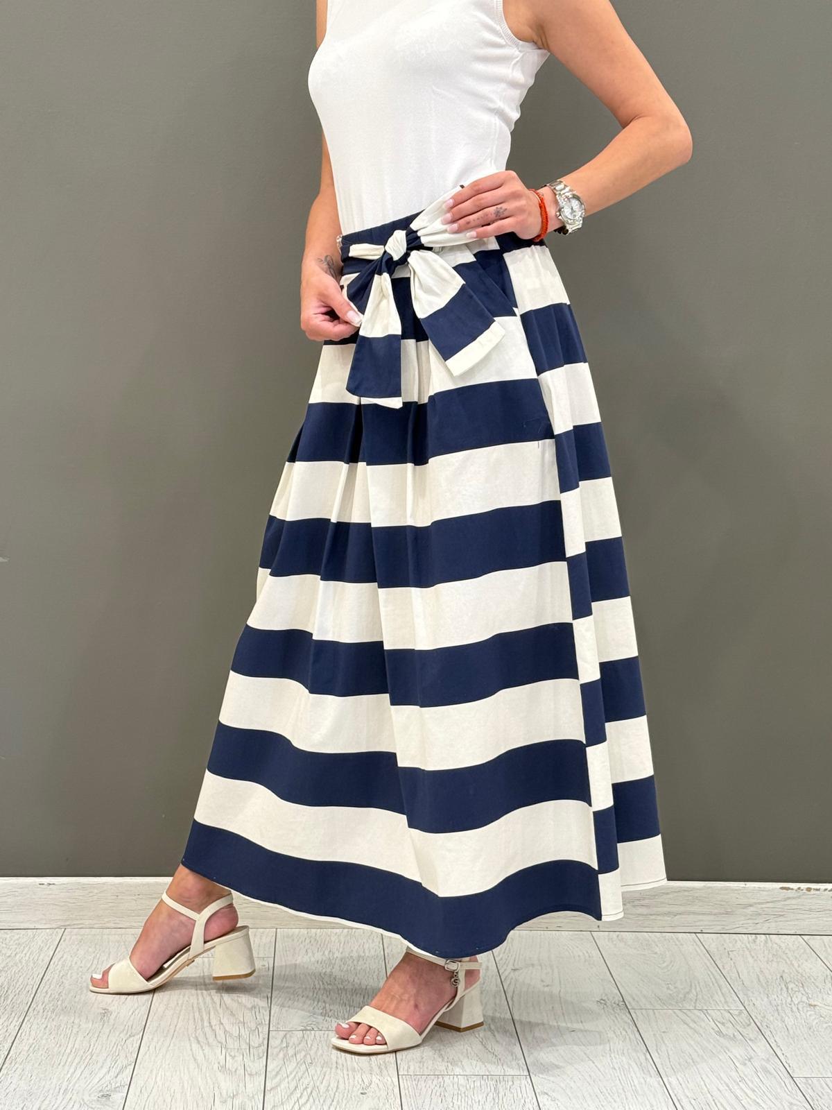 Gonna a righe con cintura CH259-25 003 CRISTINA GAVIOLI 