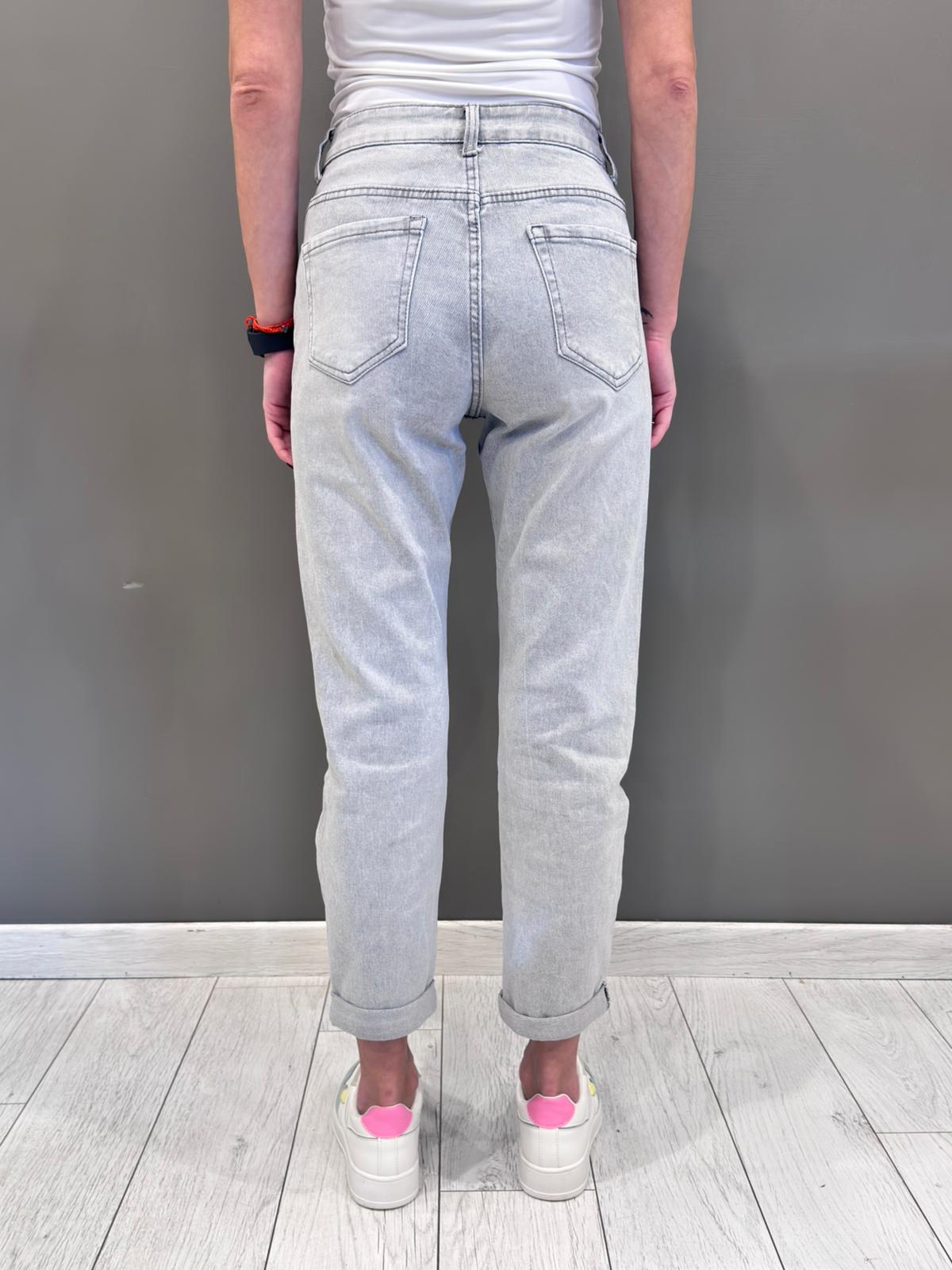 Panalone denim carrot con fusciacca CX7303 SIL CRISTINA GAVIOLI 