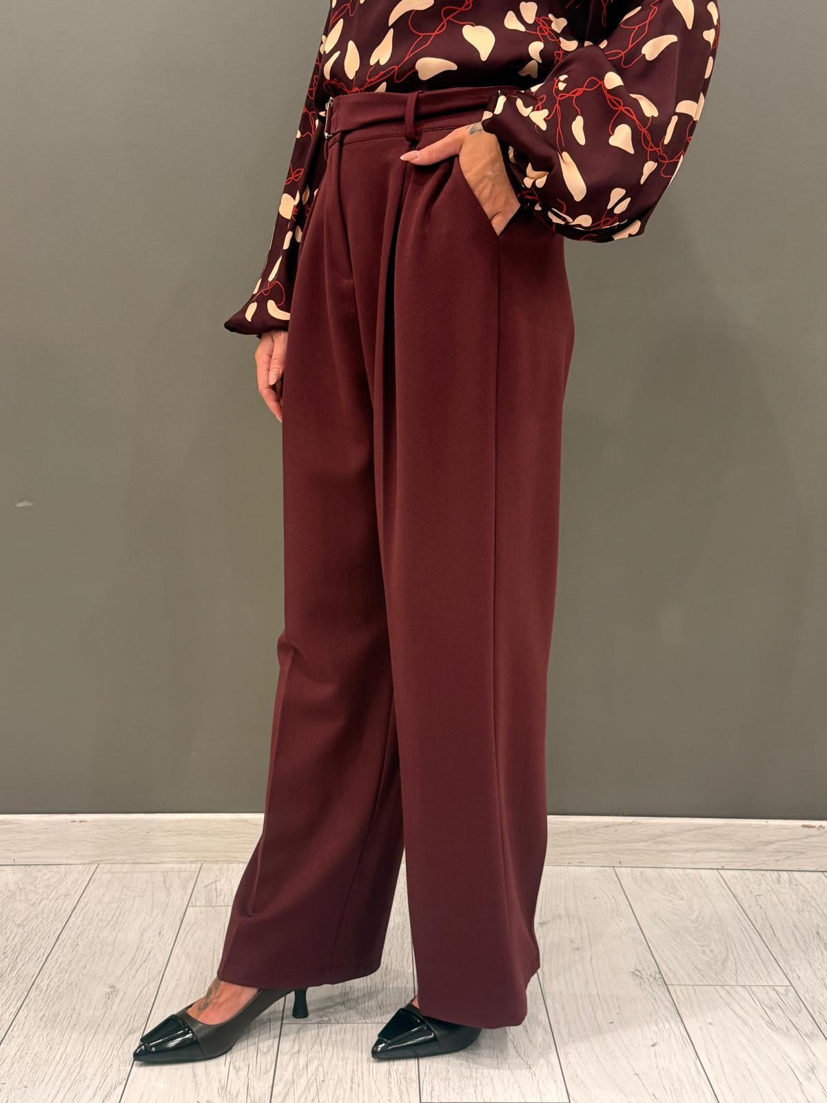 Pantalone vita alta wide con cintura P0395 VI REBECCA 
