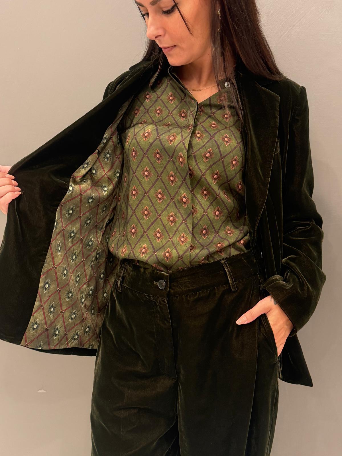 Blazer in velluto verde 25578 V4 WU'SIDE 