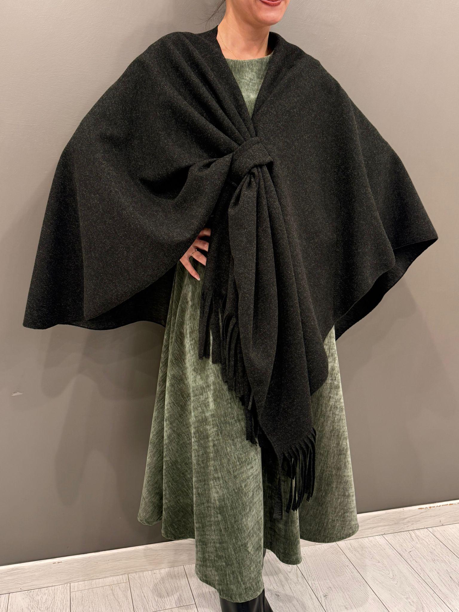 mantella  con frange L5519 GR REBECCA 