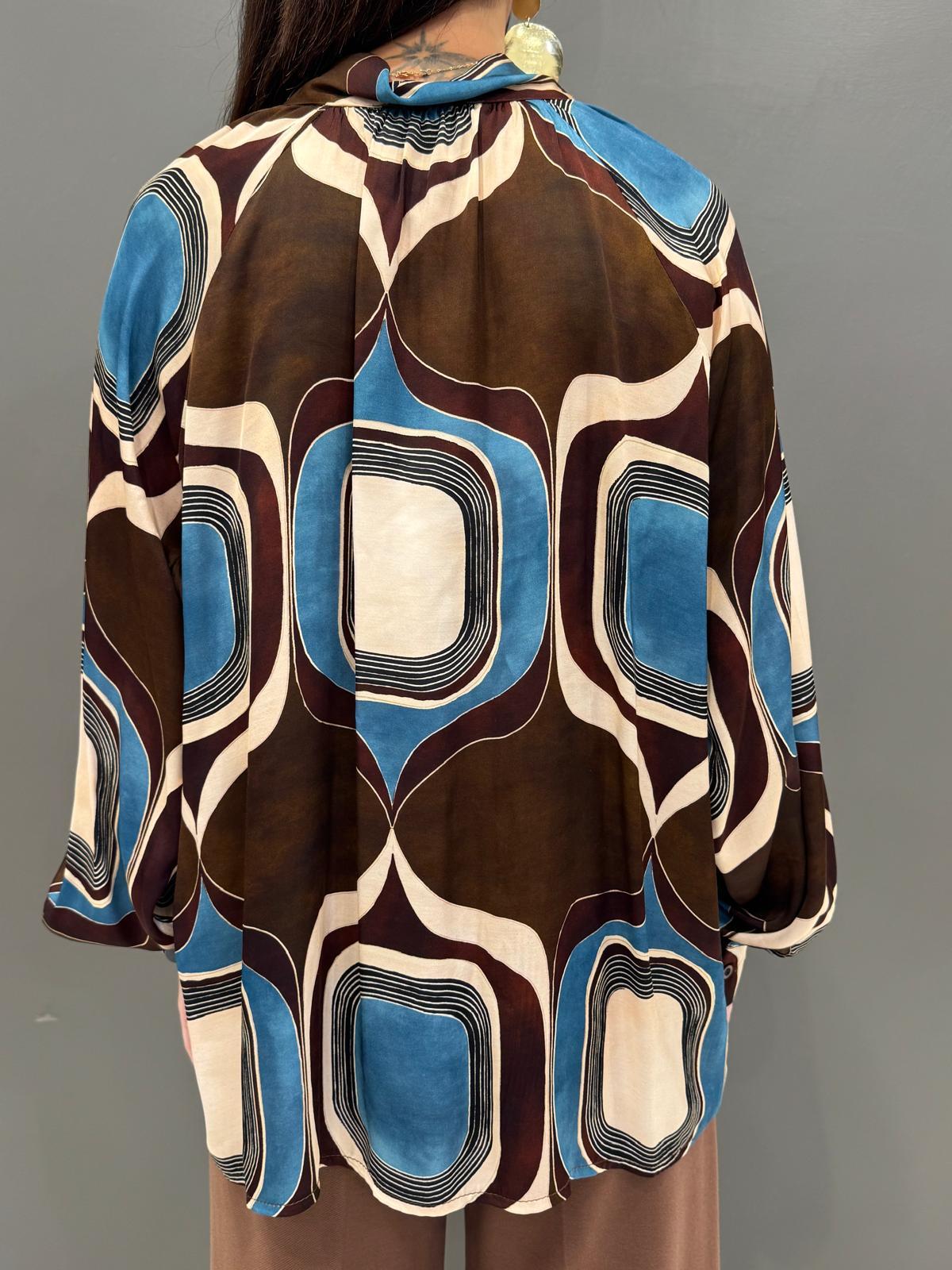 Camicia fantasia geometrica con fiocco 423209 CA CRISTINA GAVIOLI 