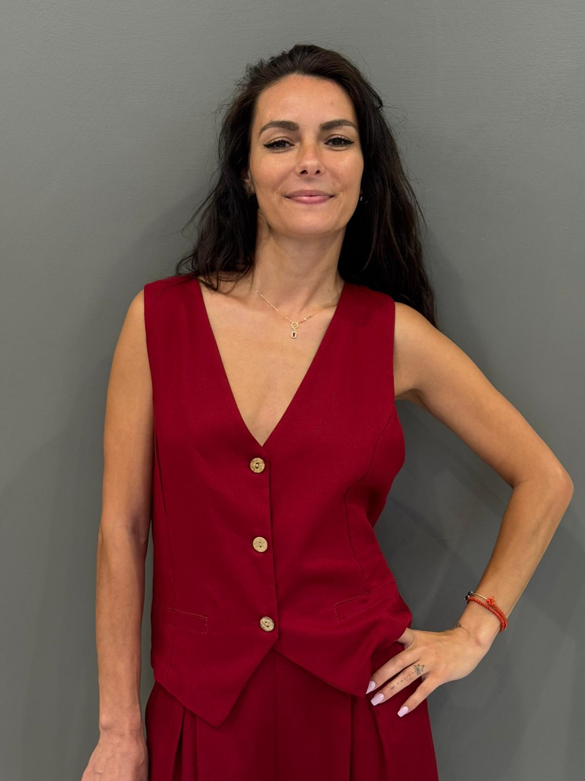 Gilet sartoriale in lino e viscosa