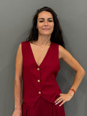 Gilet sartoriale in lino e viscosa
