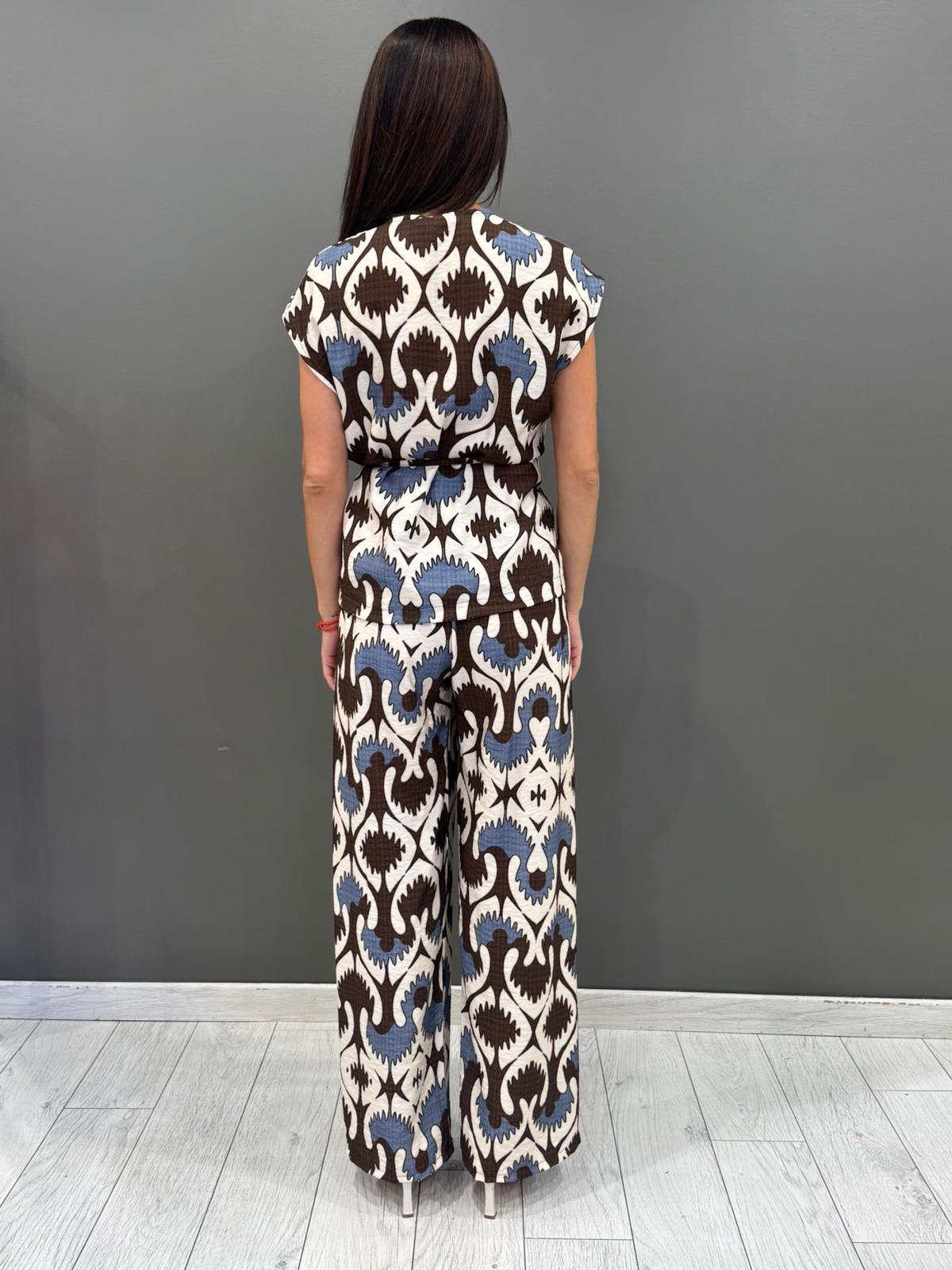 Completo fantasia con cintura in tessuto  Blusa e pantalone 19092-89 DEMO REBECCA 