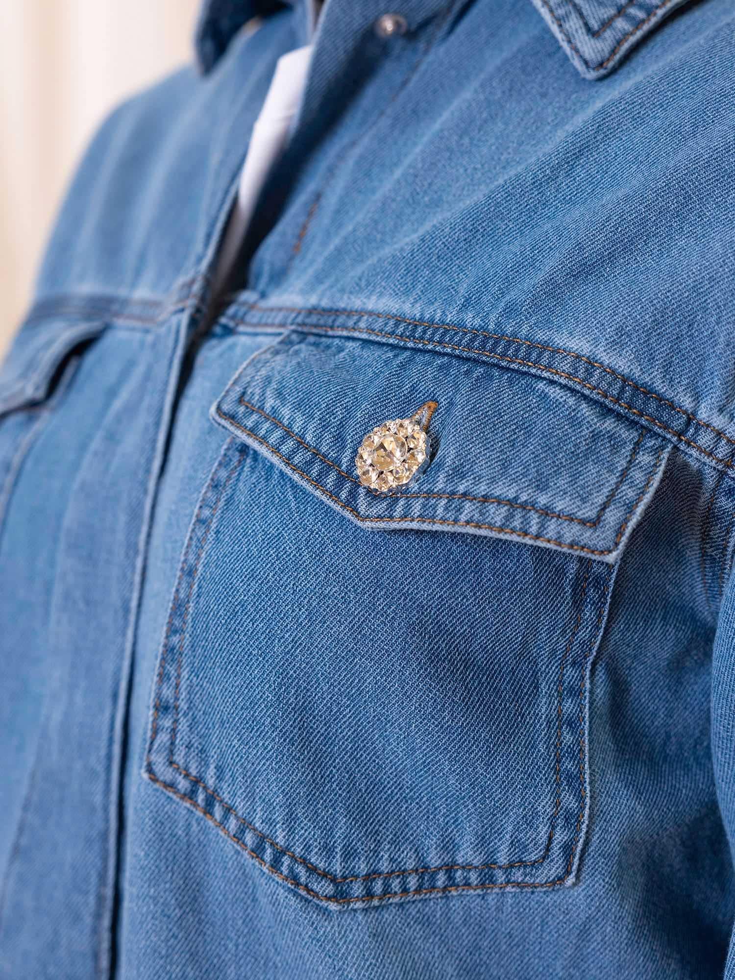 Camicia denim con bottone gioiello 20816157 200461 B YOUNG 