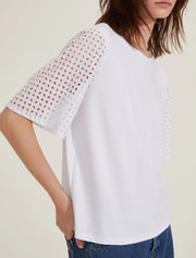 T-shirt con maniche corte in sangallo