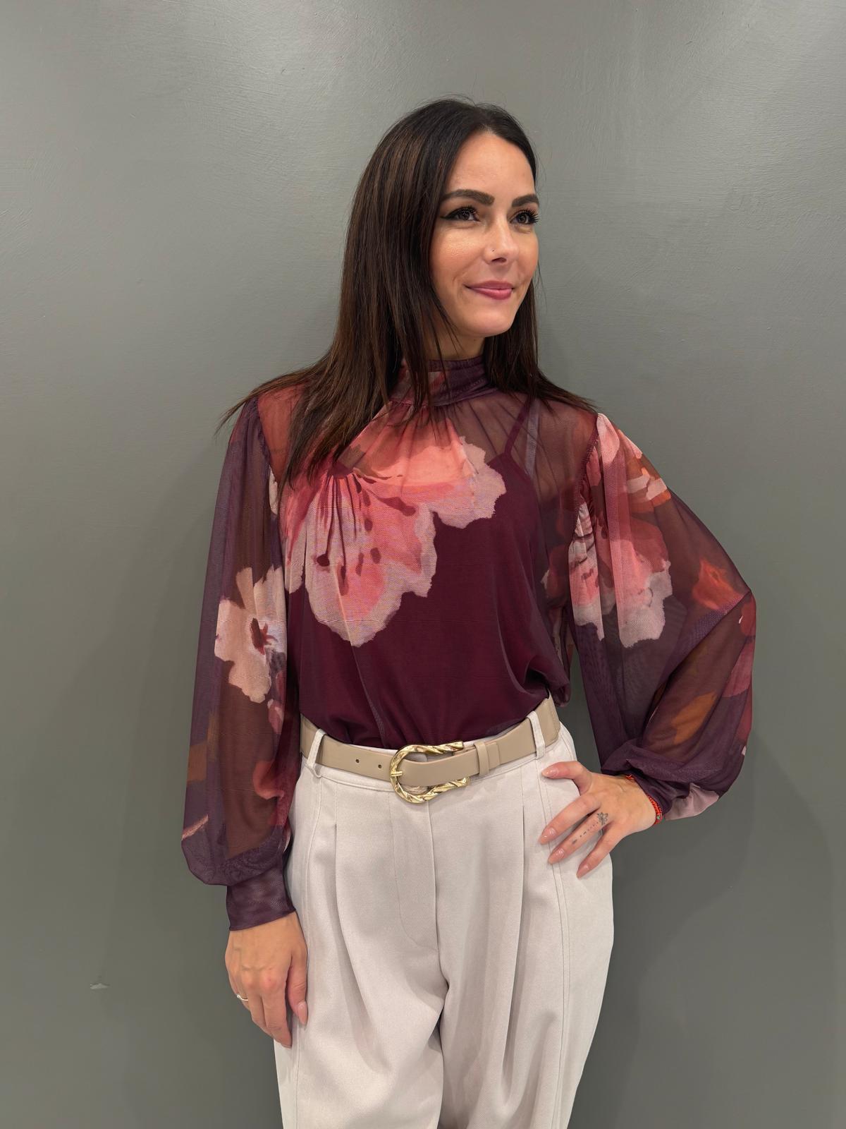 Blusa in tulle fantasia con top 19622FTULL2 BOBE CRISTINA GAVIOLI 