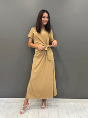 Abito lungo in 100% cotone con nodo in vita 23525JC CA REALI 