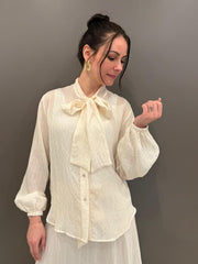 Camicia paillettes C10198 BU CRISTINA GAVIOLI 