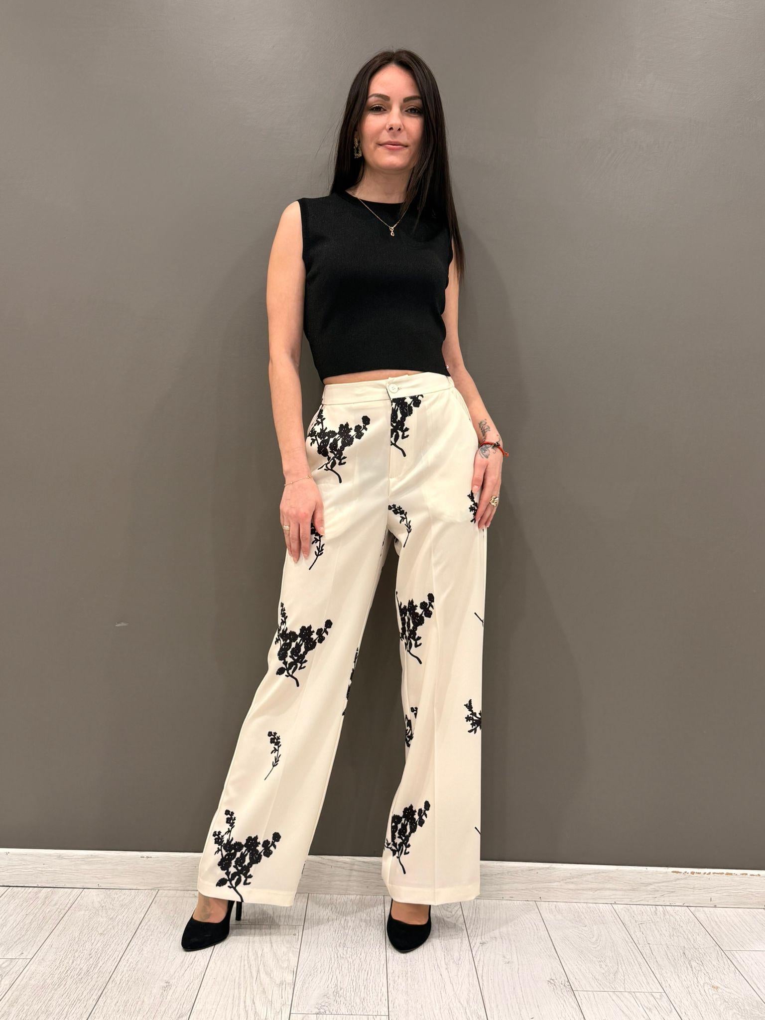 Pantaloni palazzo stampa floreale 31719 106 CRISTINA GAVIOLI 