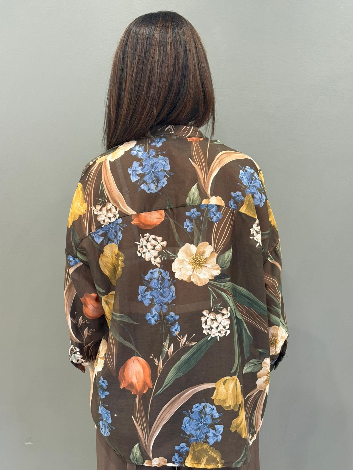 Camicia stampa fiori in mussola CC361-25 FI REALI 