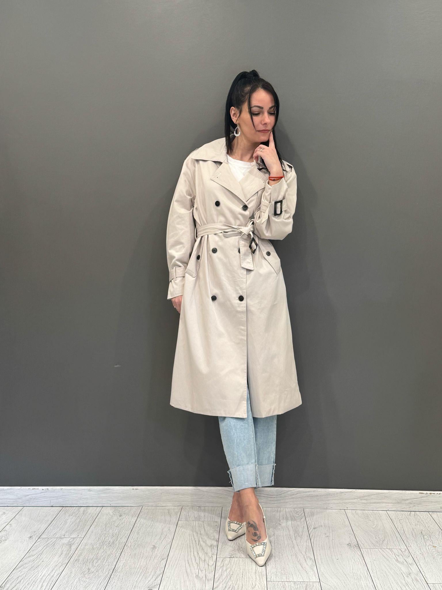 trench lungo con cintura YE150086 EC CRISTINA GAVIOLI 