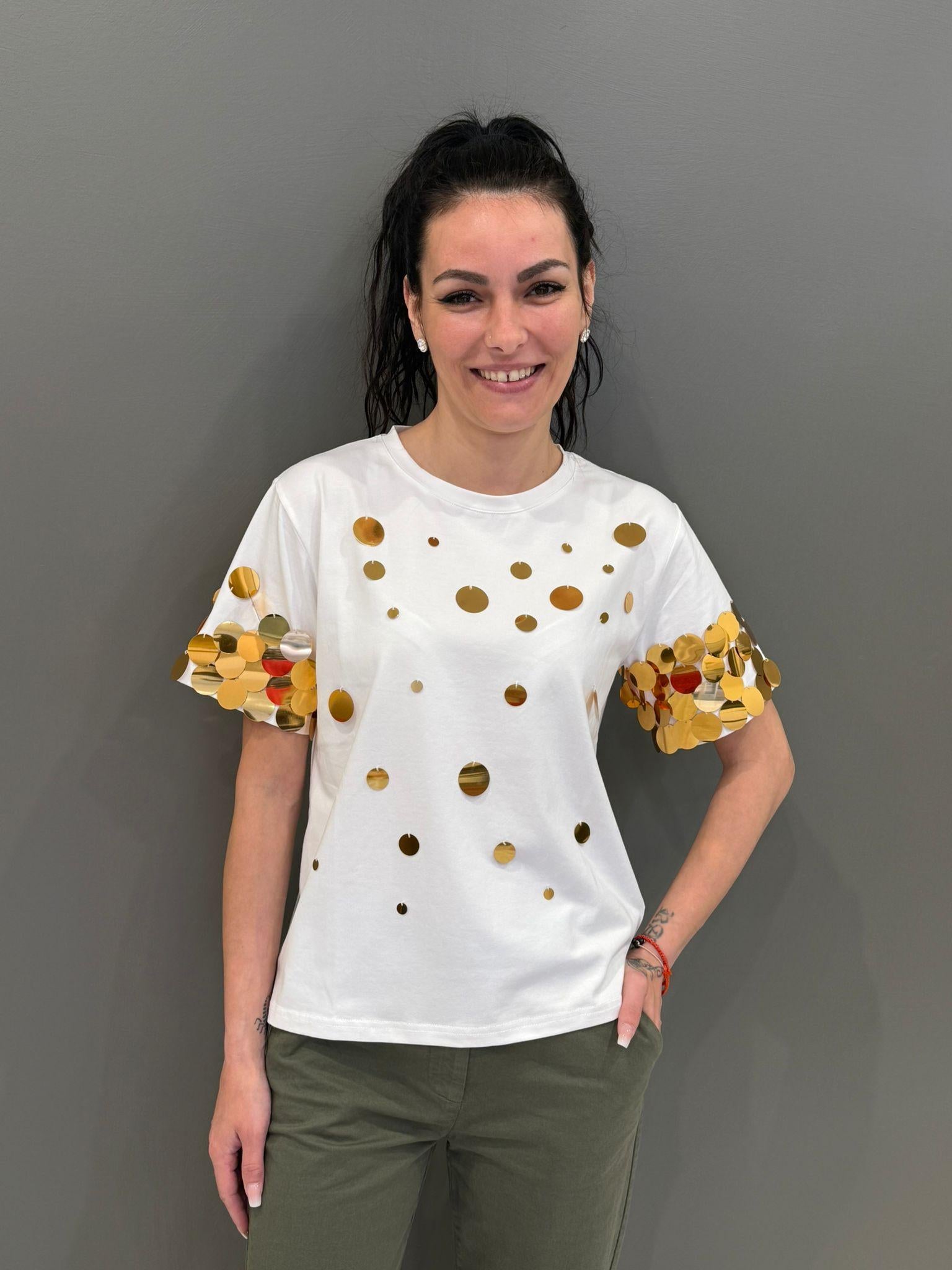 T-shirt macropaillettes 30109 BIOR CRISTINA GAVIOLI 