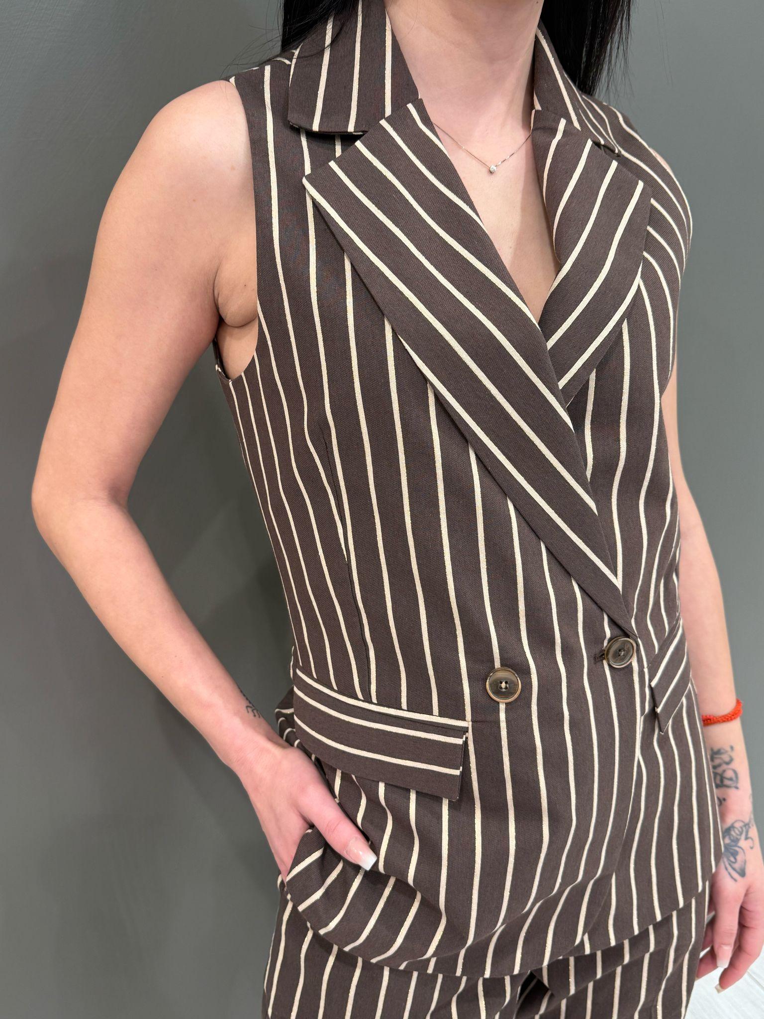giacca smanicata riga lurex D6078 MO CRISTINA GAVIOLI 