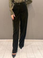 Pantalone in velluto verde 25579 V4 WU'SIDE 