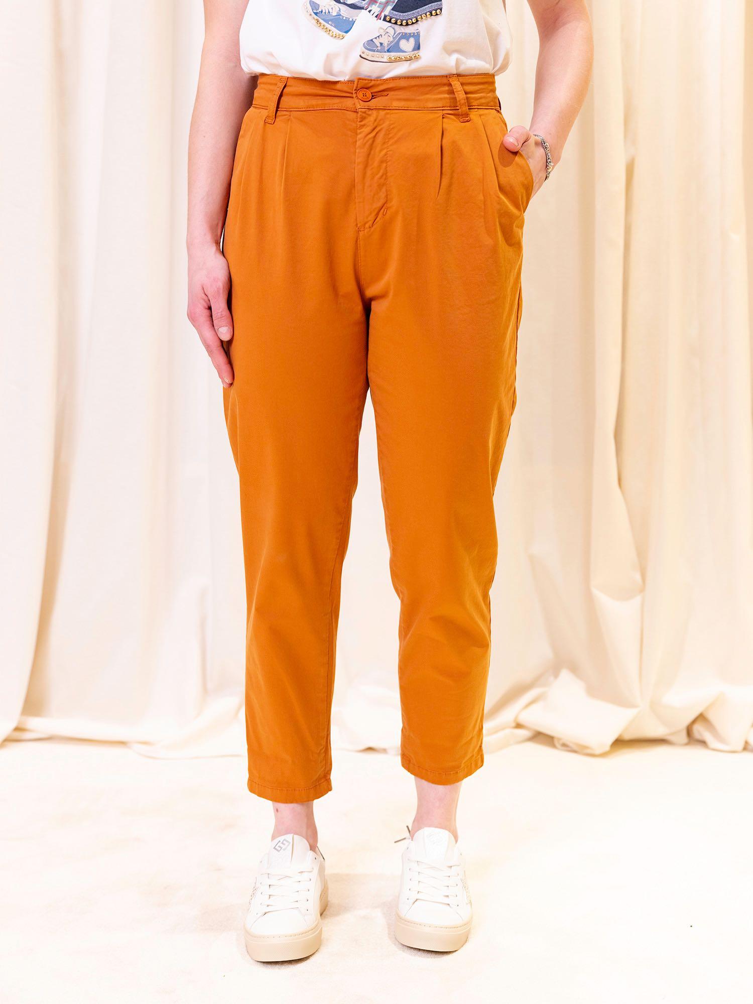 Pantalone con pinces e risvolto 30501V2 CAN WHITE WISE 