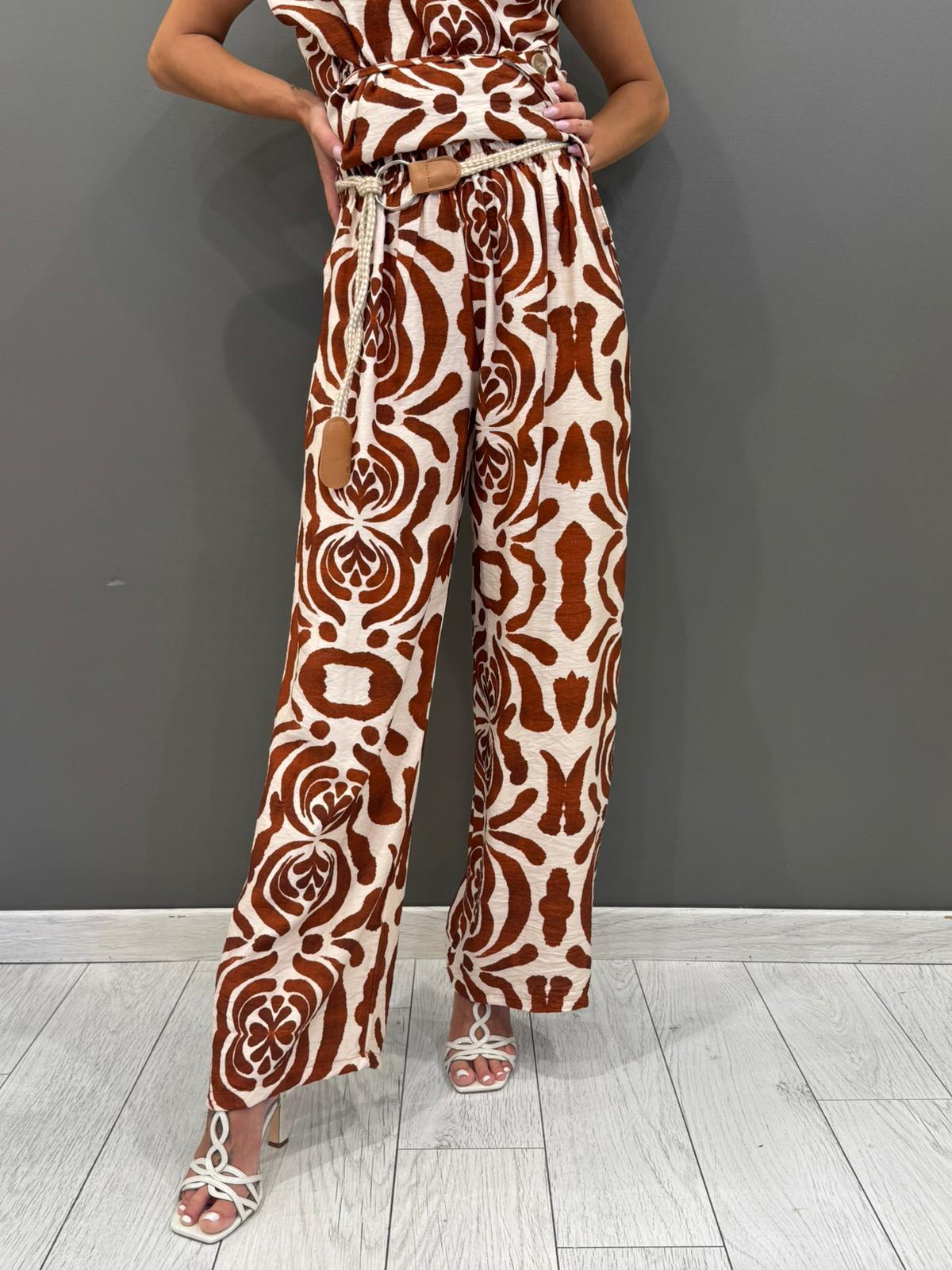 Completo fantasia con cintura in tessuto  Blusa e pantalone 19092-89 RUPA REBECCA 