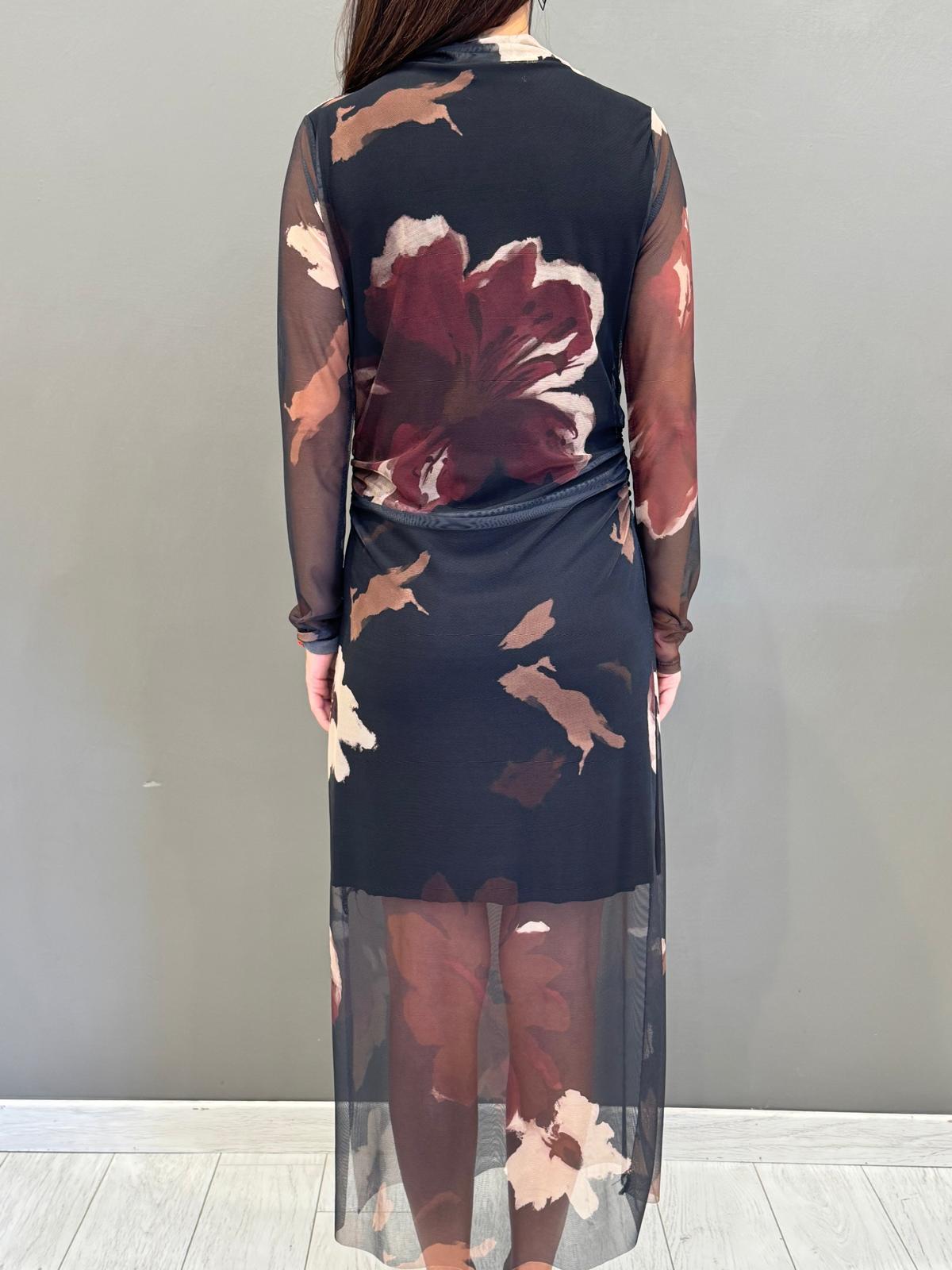 Abito lingo trasparente con fiori 19616FTULL NE CRISTINA GAVIOLI 