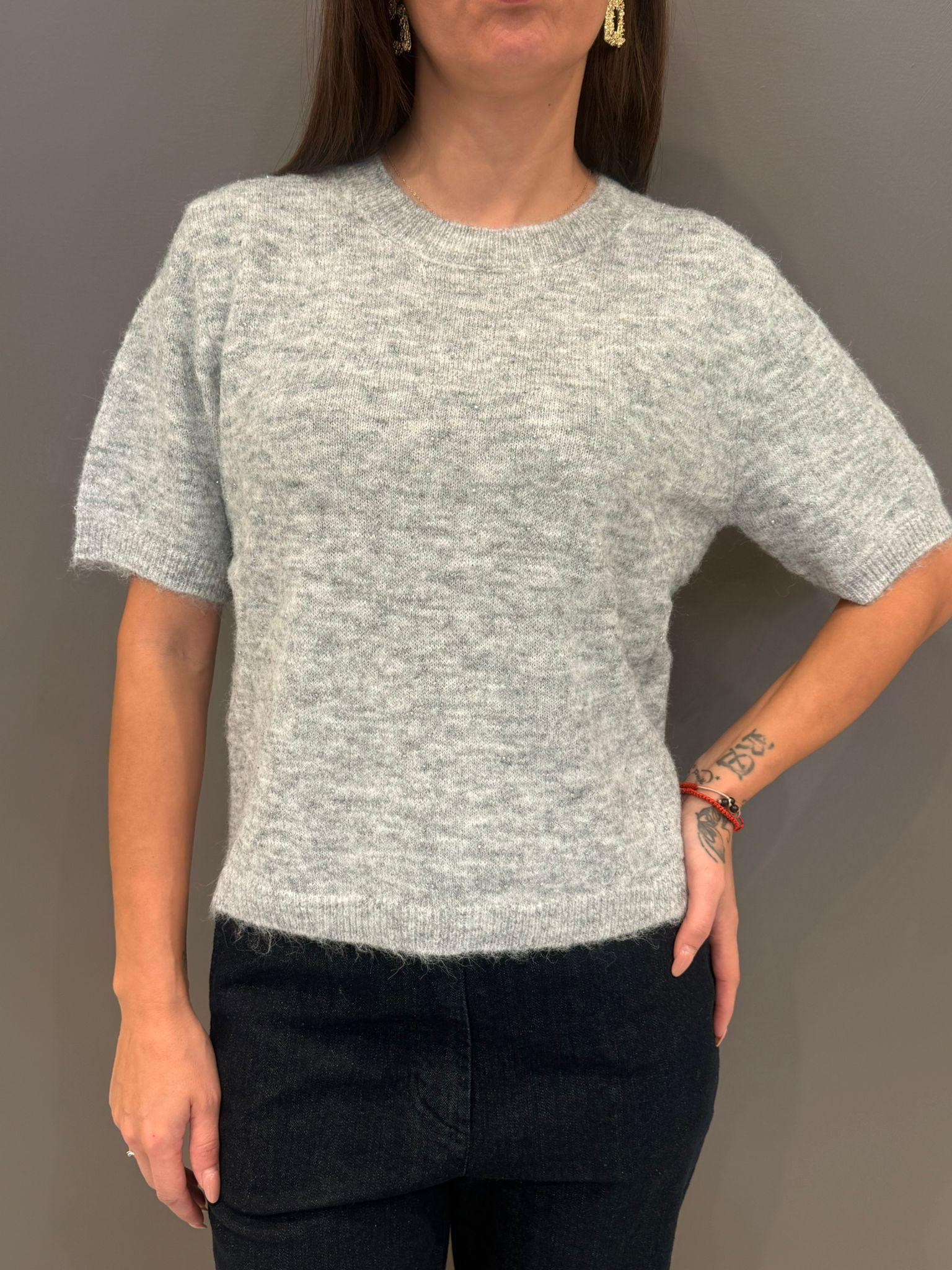 maglia manica corta e strass JN1192 GR REBECCA 