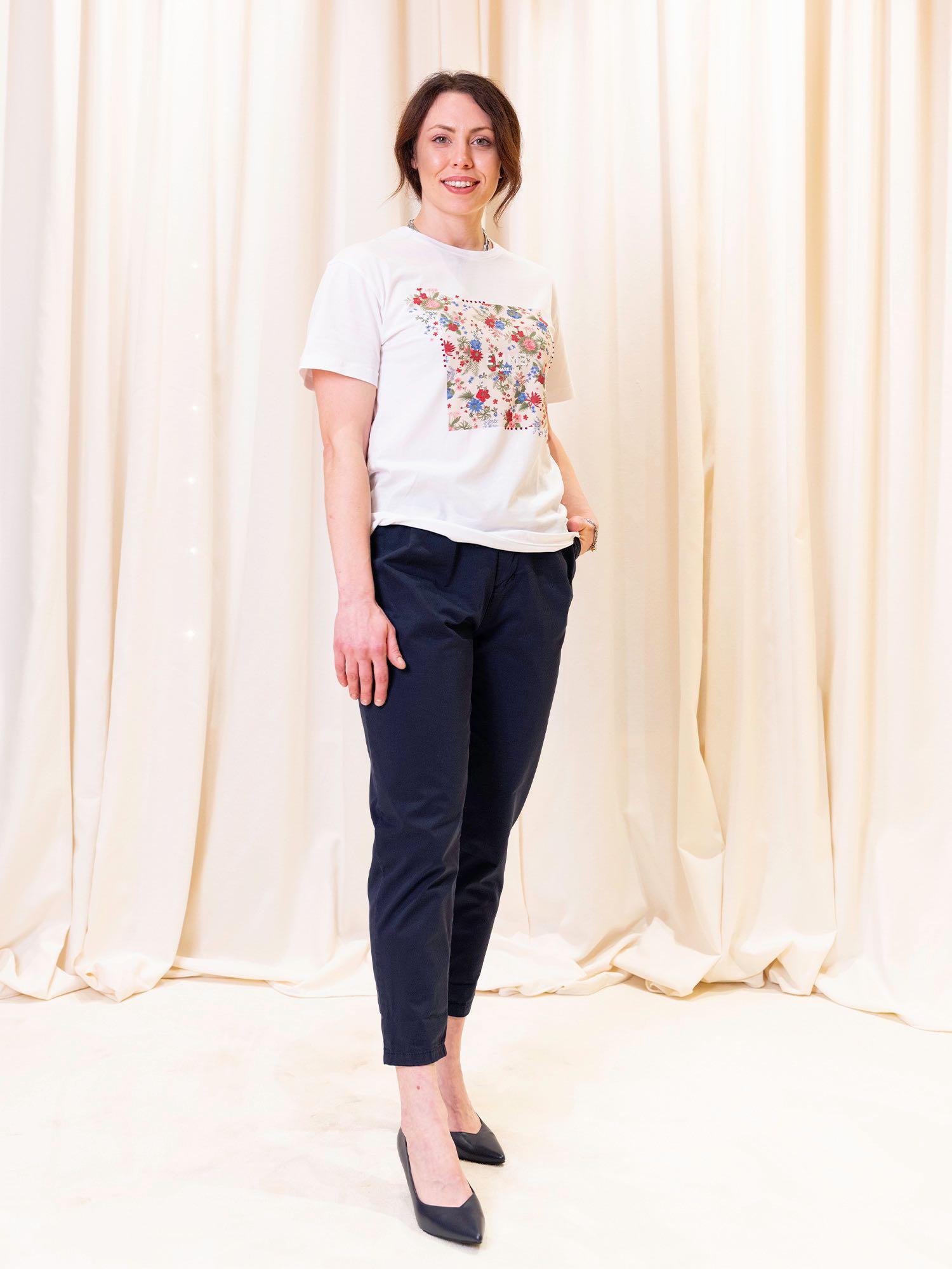 T shirt jersey con stampa floreale