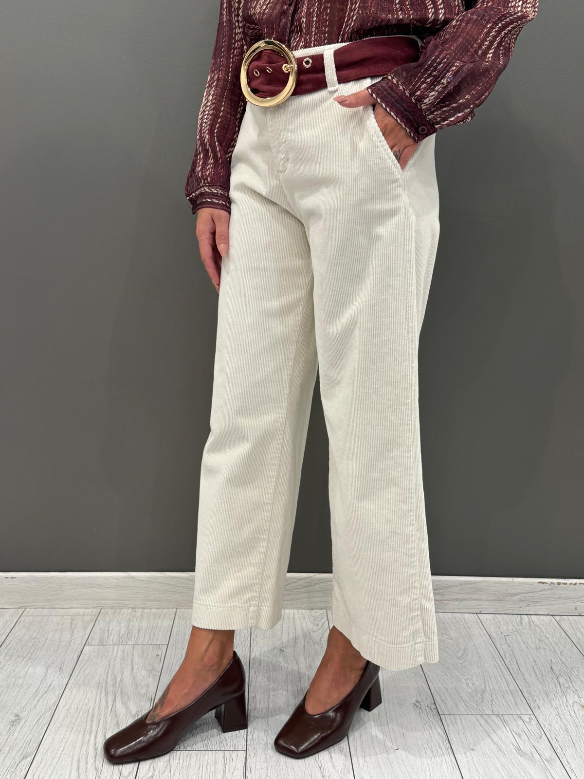 pantaloni ampio velluto stretch 20414 BU CRISTINA GAVIOLI 