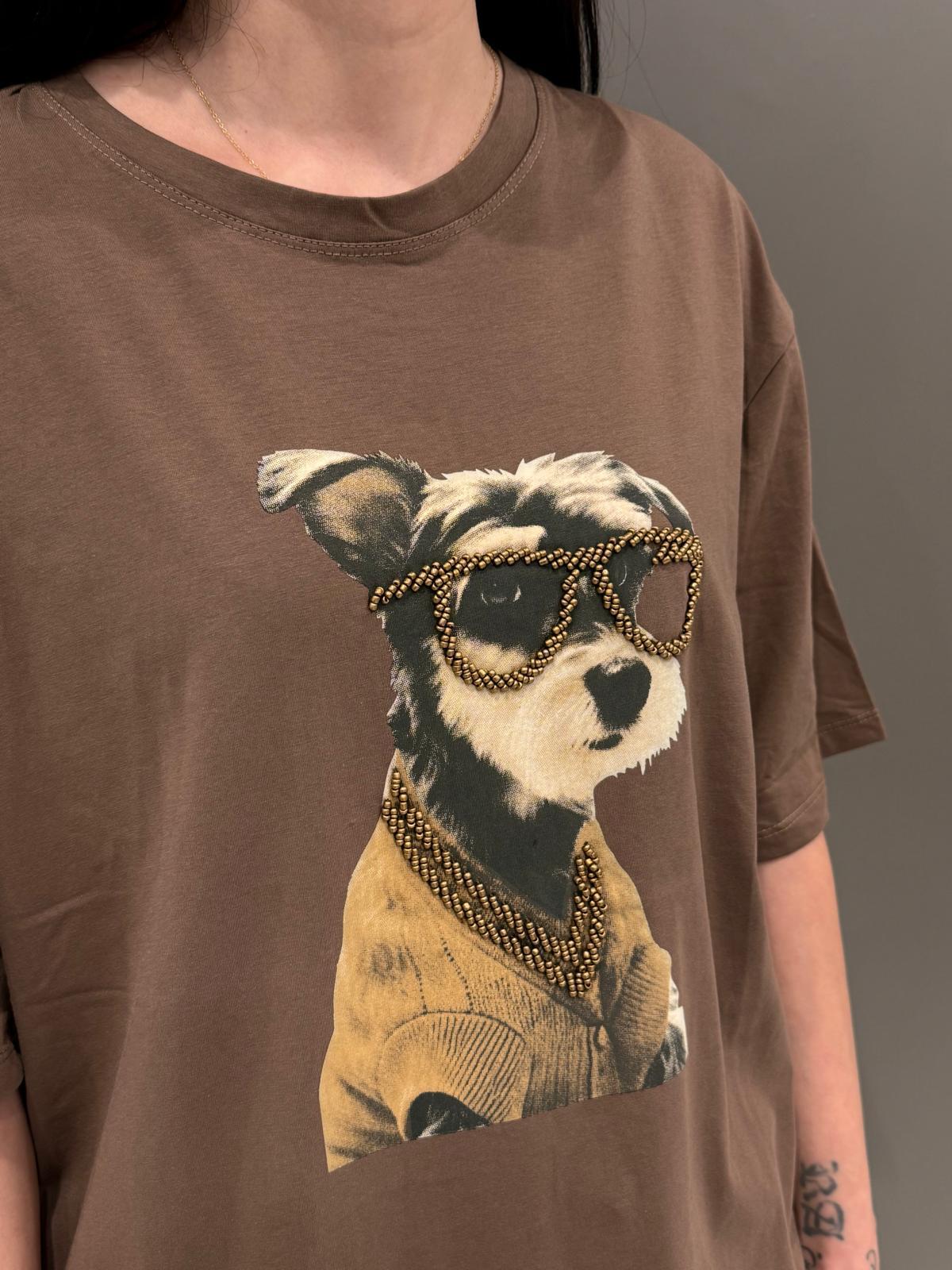 T-shirt stampa cane FX719 CO REALI 