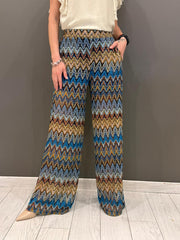 Pantaloni palazzo lavorazione pizzo tipo missoni CP218-26 BL REALI 