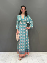 Abito lungo fantasia manica kimono 25522 V2 WU'SIDE 