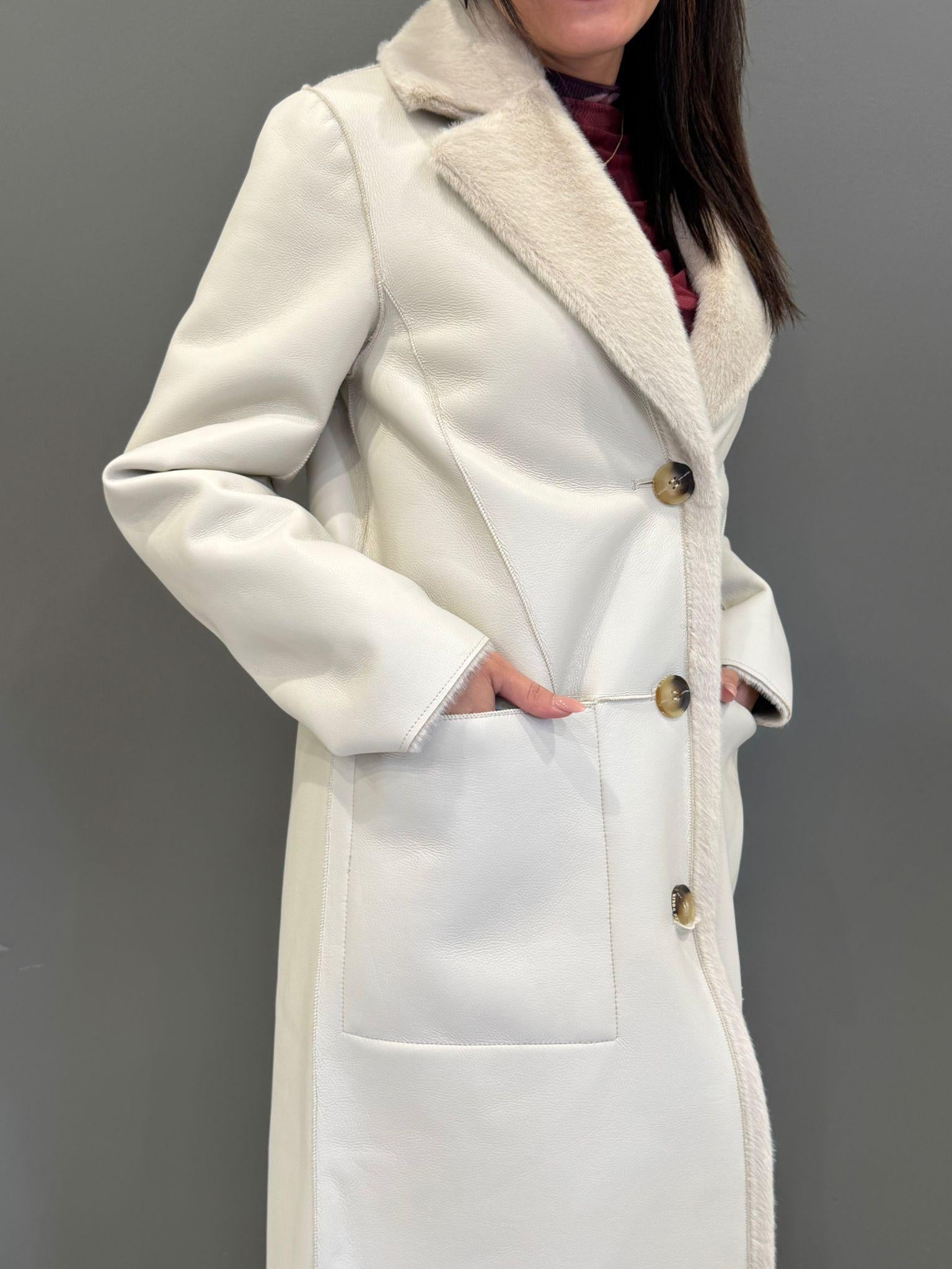 Cappotto lungo reversibile panna TATIANA BE REALI 