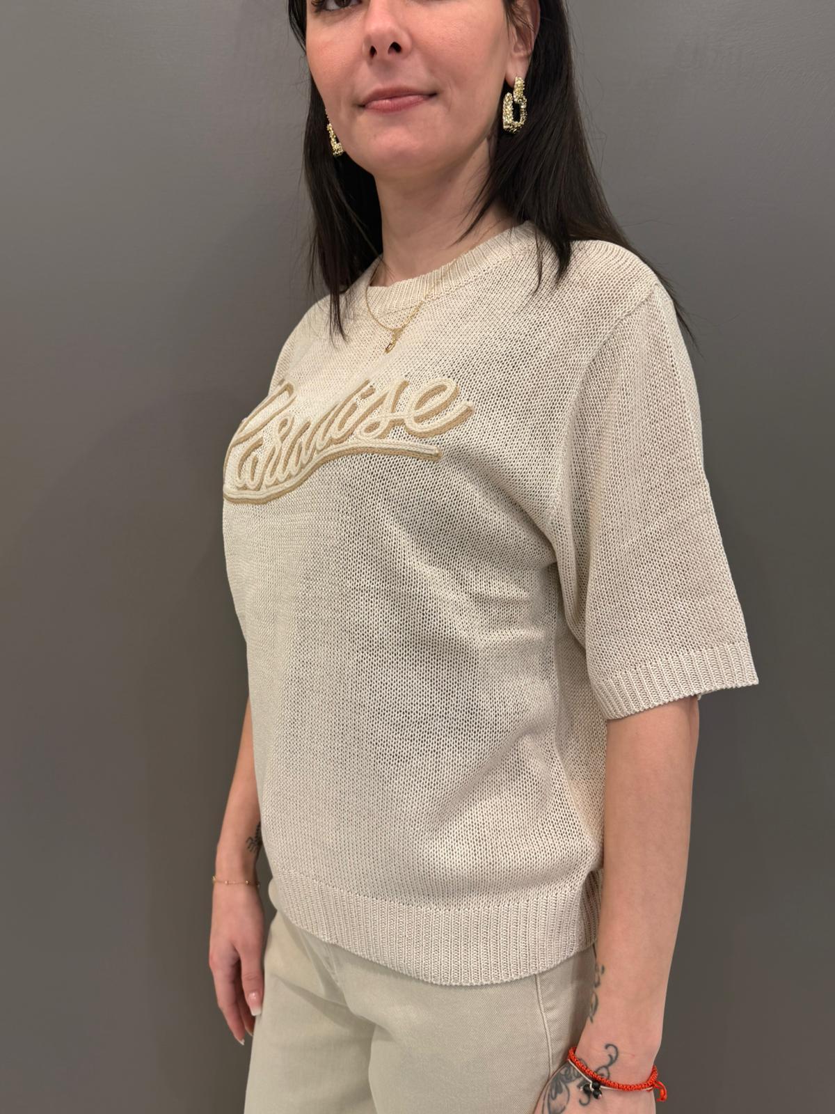 Maglia girocollo con stampa paradise VS087 BE REBECCA 