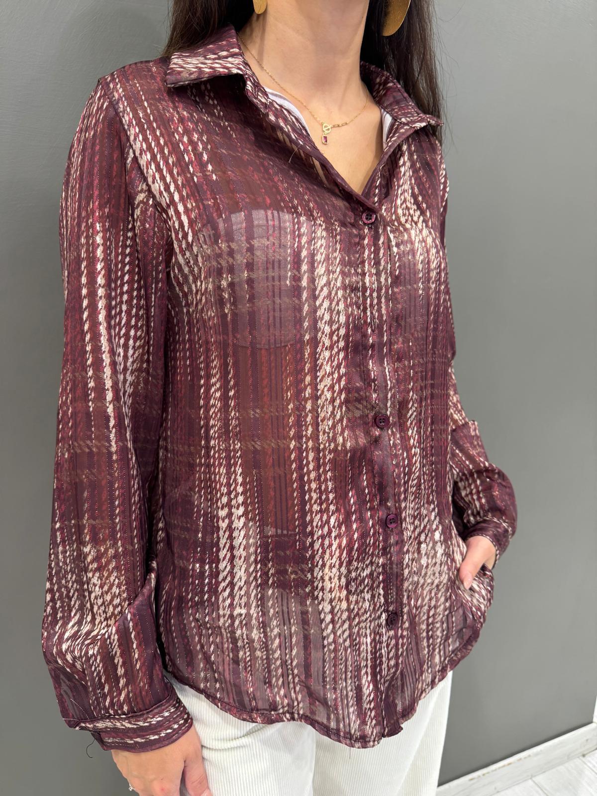 Camicia donna con lurex fantasia 3957-24 BO REBECCA 